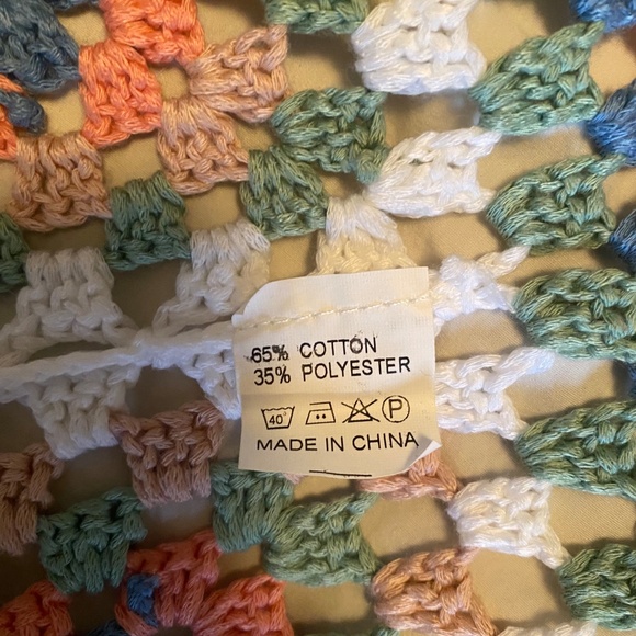 Long Cotton Open Crochet Multicolored Blanket Cardigan Coverup M/L - Picture 8 of 8